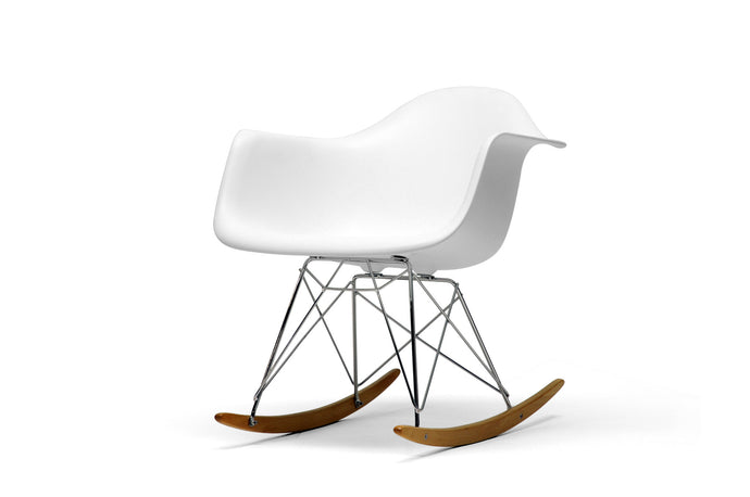 Baxton Studio Dario White Plastic Mid-Century Modern Rocking Chair
