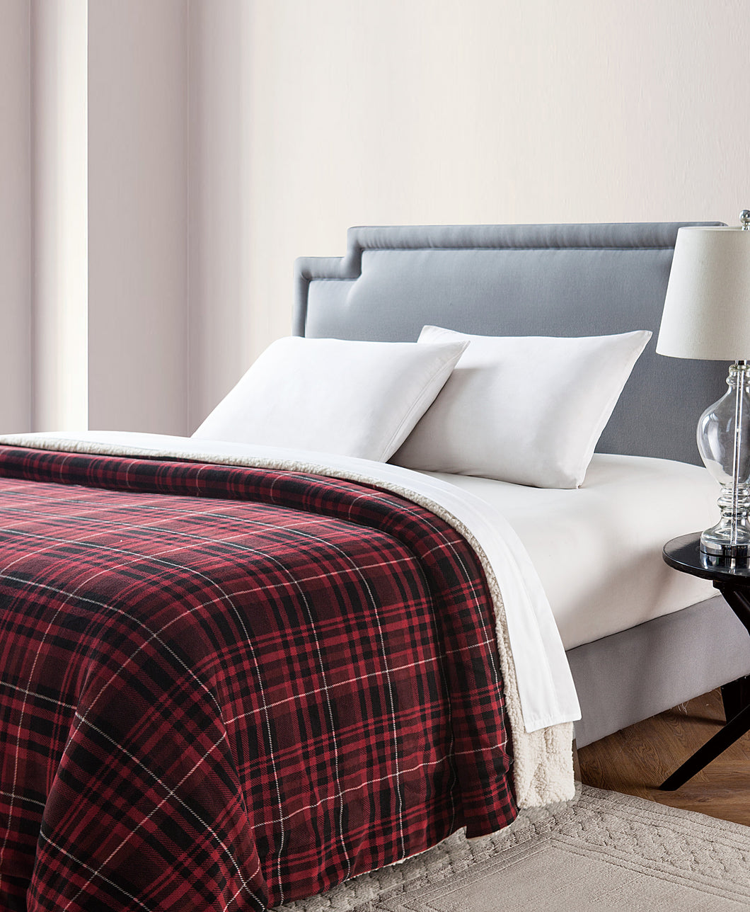 Durham Plaid Printed Sherpa In Twin