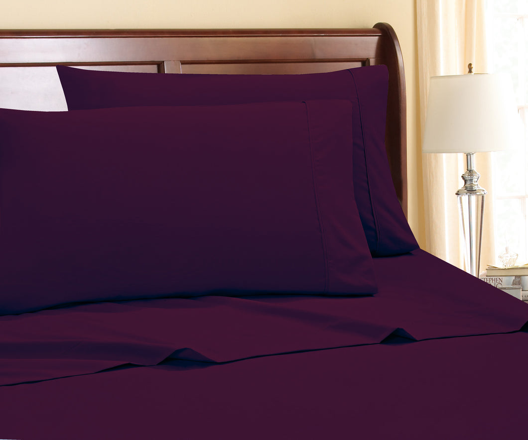 4-Piece 800 Thread Count Cotton-Rich Sheet Ensemble in king Eggplant