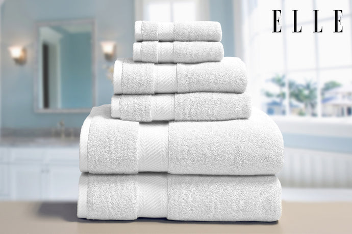ELLE 100% Cotton 6pc Towel Set in White