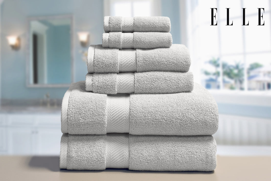 ELLE 100% Cotton 6pc Towel Set in Wind