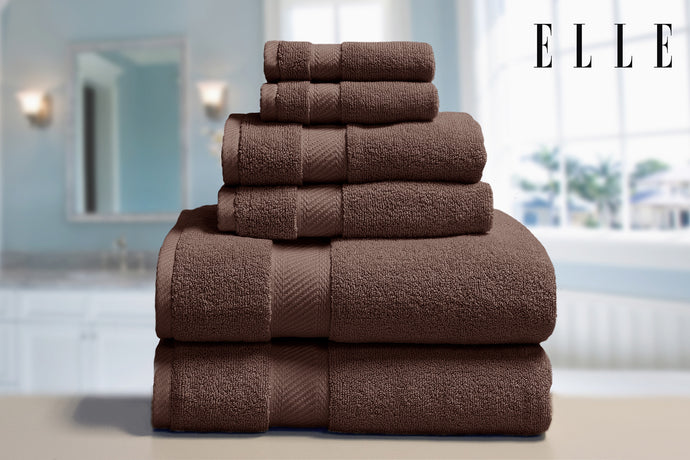 ELLE 100% Cotton 6pc Towel Set in Mustang