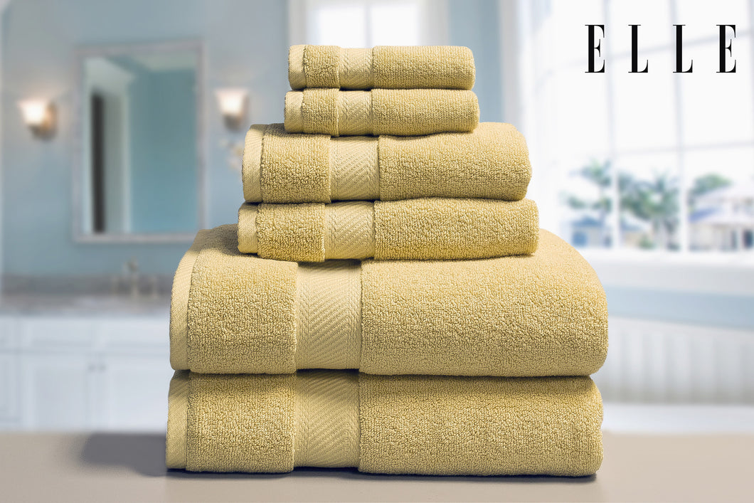ELLE 100% Cotton 6pc Towel Set in Raffia