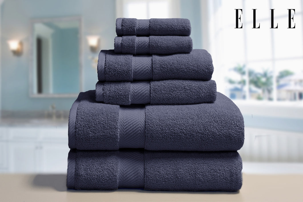 ELLE 100% Cotton 6pc Towel Set in Cobalt