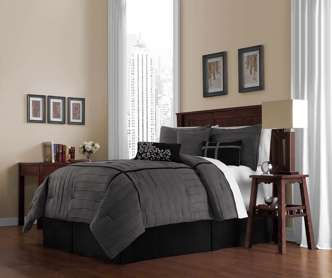 Ellington 7 Piece King Comforter Set In Charcoal