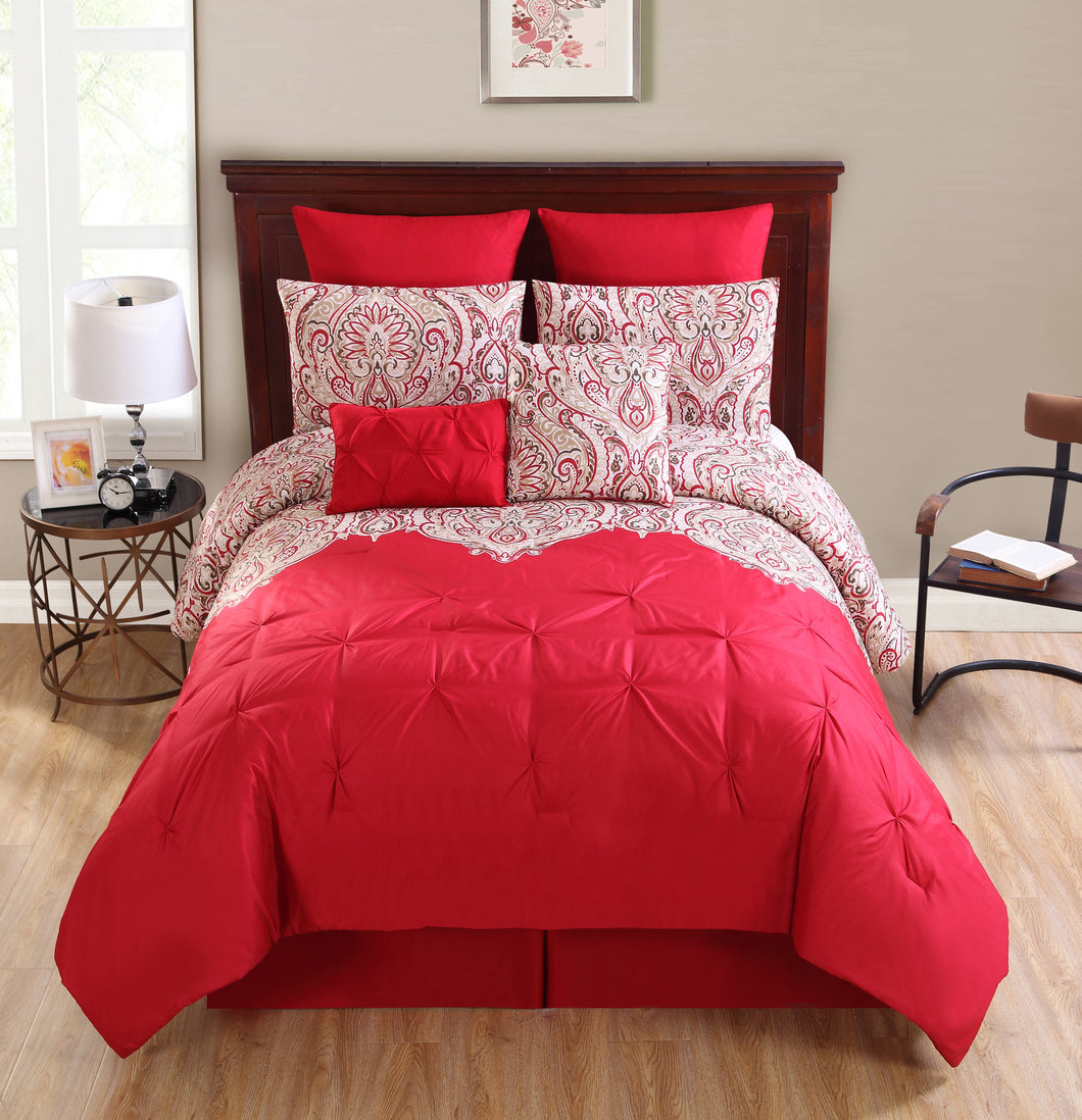 Elanza 8 Piece King Comforter Set In Red