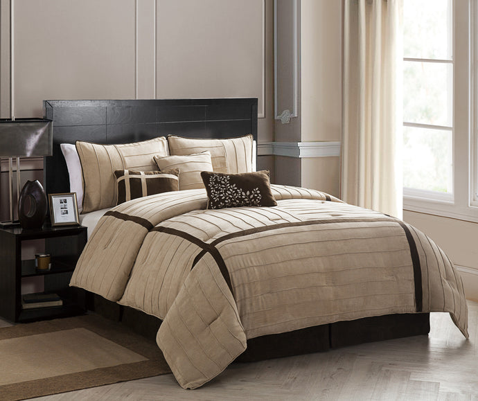 Ellington 7 Piece Queen Comforter Set In Taupe