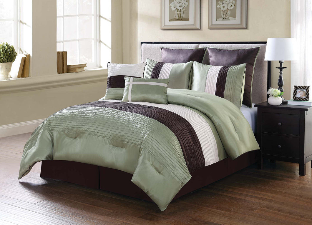 Essex 8 Piece Queen Comforter In Green