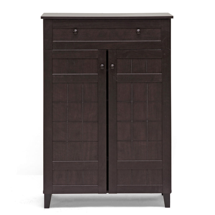 Baxton Studio Glidden Dark Brown Wood Modern Shoe Cabinet (Tall)