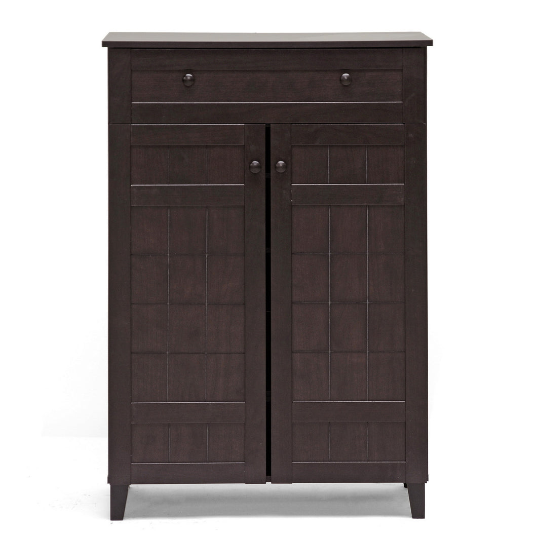 Baxton Studio Glidden Dark Brown Wood Modern Shoe Cabinet (Tall)