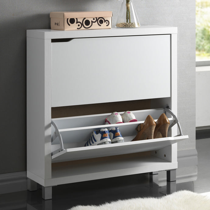 Baxton Studio Simms White Modern Shoe Cabinet -2 Compartment