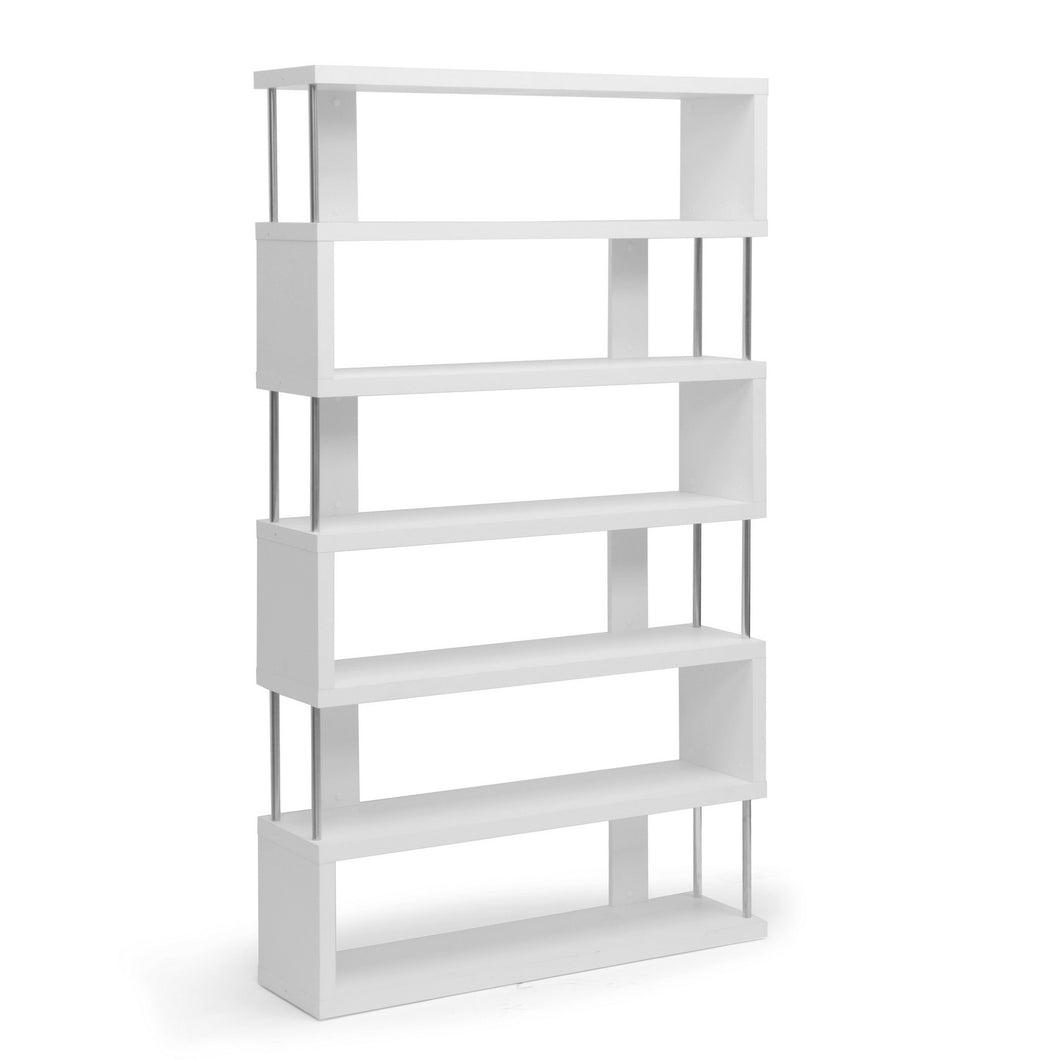 Baxton Studio Barnes White Six-Shelf Modern Bookcase