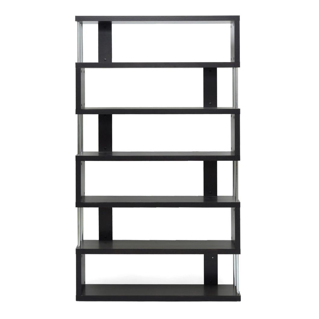Baxton Studio Barnes Dark Brown Six-Shelf Modern Bookcase