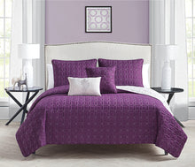 Hayden 5 Piece Quilt Set King In Plum/Grey