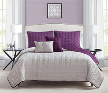 Hayden 5 Piece Quilt Set King In Plum/Grey