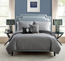 Hayden 5 Piece Quilt Set King In Black/Grey