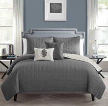 Hayden 5 Piece Quilt Set Queen In Charcoal