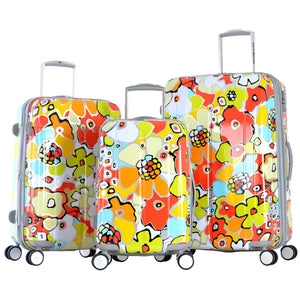 "Blossom Ii" 3 Piece Hardcase Luggage Set W/Tsa Lock In Aqua