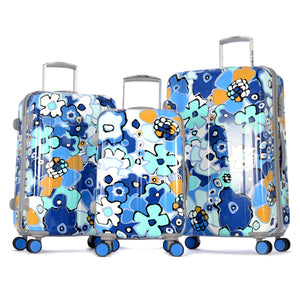 "Blossom Ii" 3 Piece Hardcase Luggage Set W/Tsa Lock In Blue