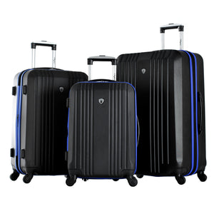 "Apache" 3 Piece Expandable Hardcase Spinner Set In Black & Blue