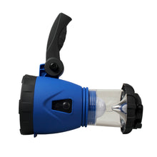 Bright LED Hand-Crank Camping Lantern & Spotlight with Car Charger in Blue/Black