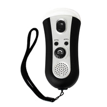 Hand-Crank Powered FM Radio with LED Flashlight in Silver