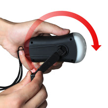 Hand-Crank Powered FM Radio with LED Flashlight in Silver