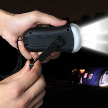 Hand-Crank Powered FM Radio with LED Flashlight in Silver