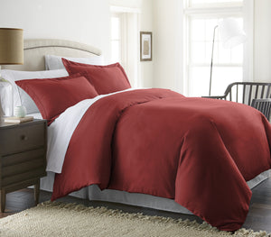 Home Collection™ Luxury Double Brushed 3 Piece Duvet Set in King/California King Burgundy