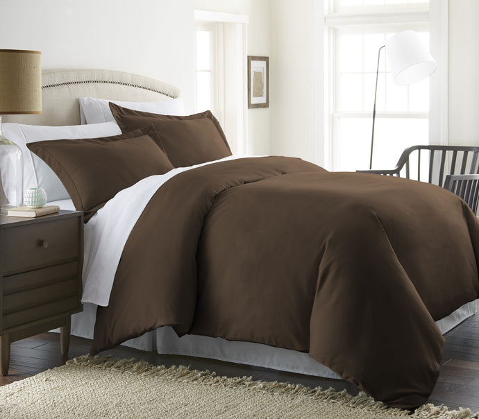 Home Collection™ Luxury Double Brushed 3 Piece Duvet Set in King/California King Chocolate