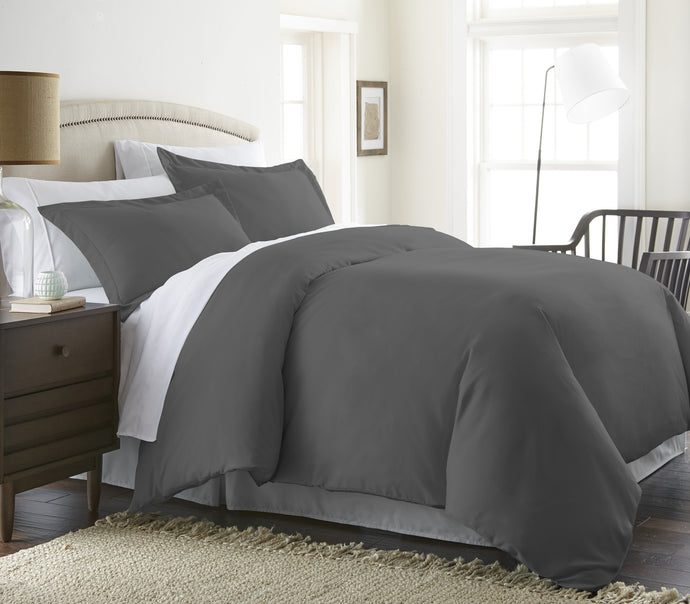 Home Collection™ Luxury Double Brushed 3 Piece Duvet Set in Twin/Twin Extra Long Gray