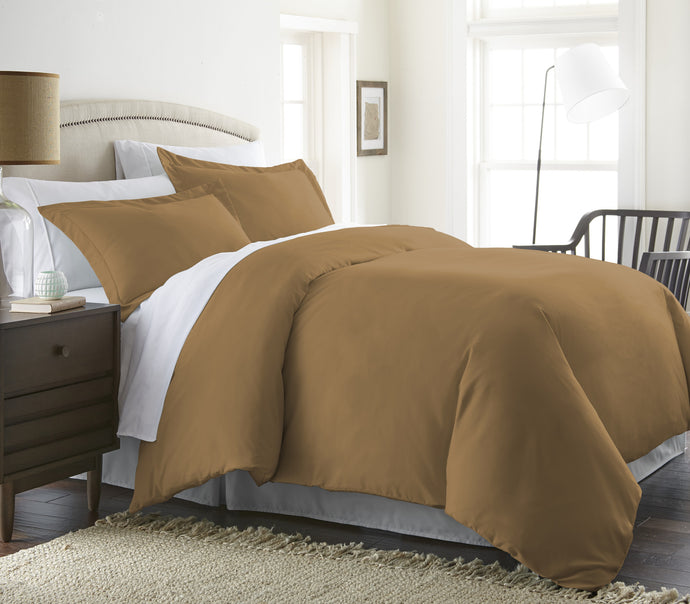 Home Collection™ Luxury Double Brushed 3 Piece Duvet Set in Twin/Twin Extra Long Mocha