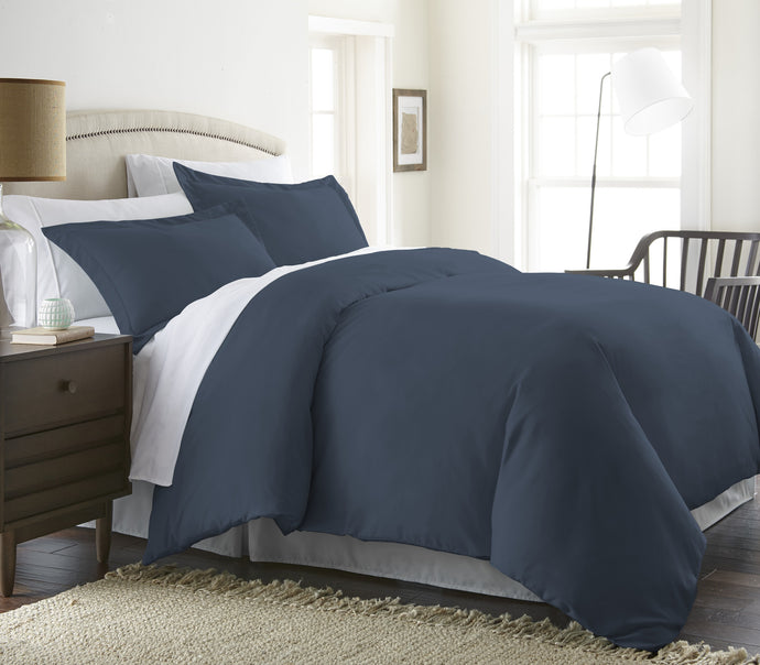 Home Collection™ Luxury Double Brushed 3 Piece Duvet Set in Twin/Twin Extra Long Navy