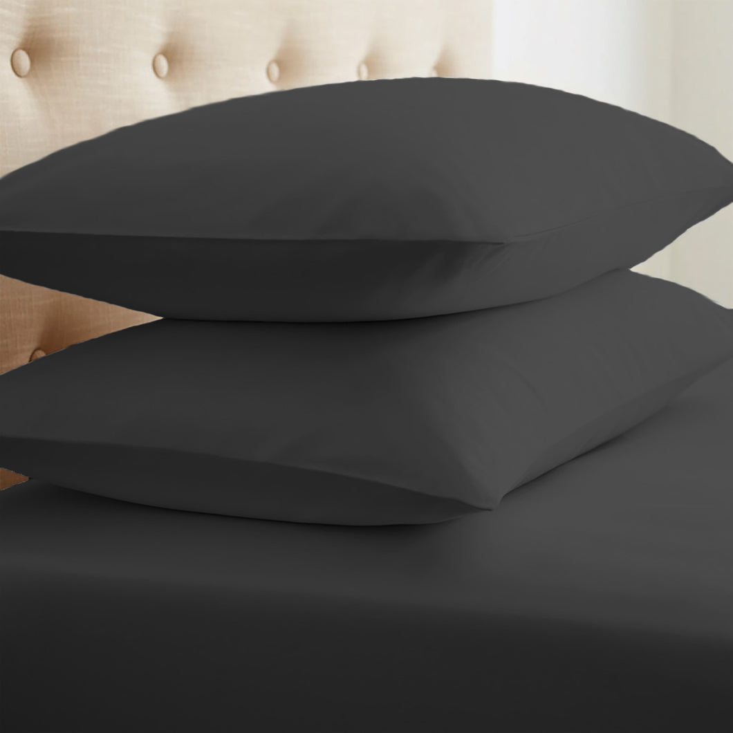 Home Collection™ Luxury Double Brushed 2 Piece Pillow Case Set in Standard Black