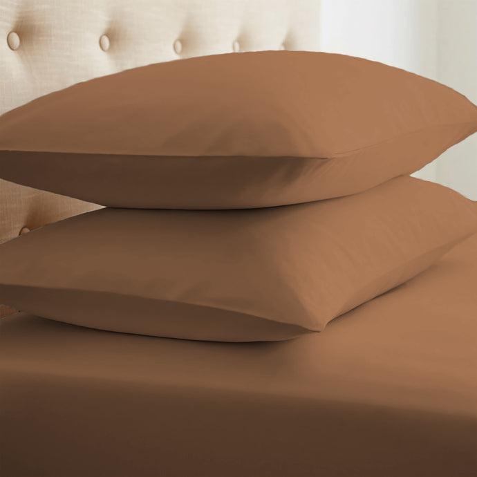 Home Collection™ Luxury Double Brushed 2 Piece Pillow Case Set in Standard Mocha