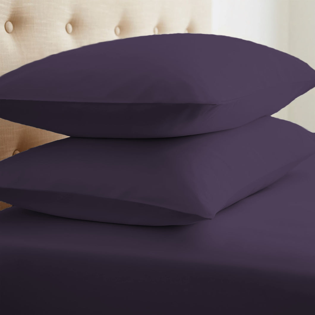 Home Collection™ Luxury Double Brushed 2 Piece Pillow Case Set in Standard Purple