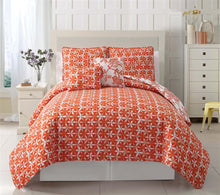 Jordin 5 In Piece King Reversible Quilt In Orange