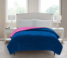 Lauren Chevron Plush Reversible Full Comforter In Pink/Blue