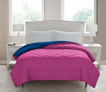 Lauren Chevron Plush Reversible Twin Comforter In Pink/Blue
