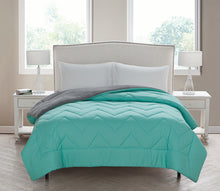 Lauren Chevron Plush Reversible Full Comforter In Turquoise