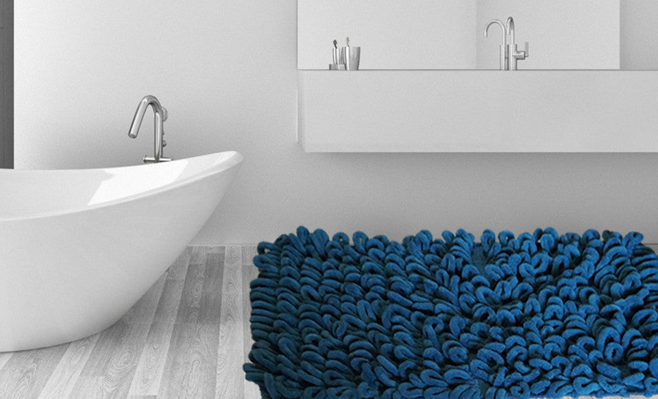 Chenile loop Bath Rug in Aqua