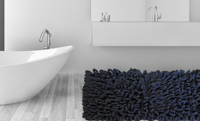 Chenile loop Bath Rug in Charcoal