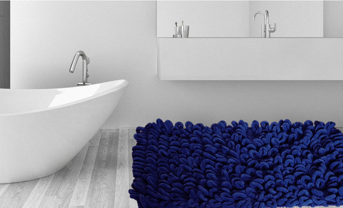 Chenile loop Bath Rug in Navy