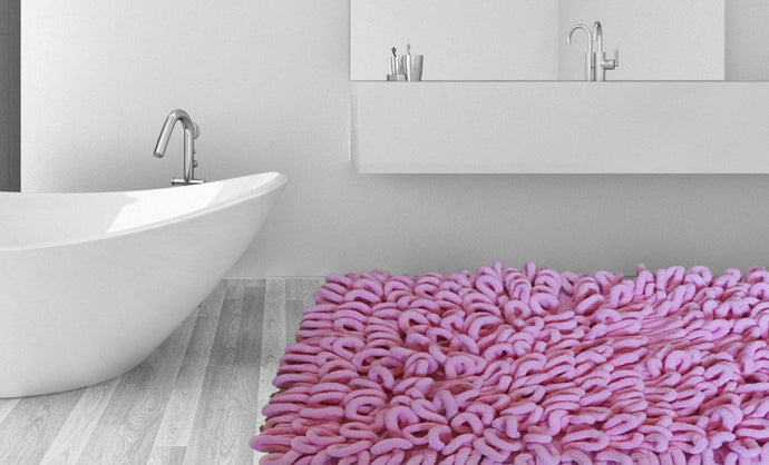 Chenile loop Bath Rug in Pink
