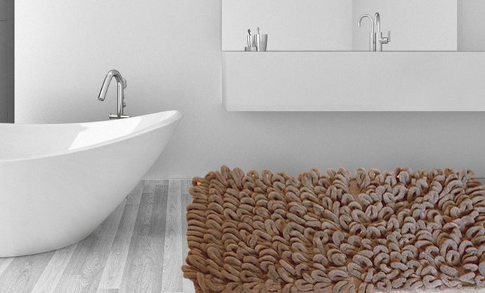 Chenile loop Bath Rug in Taupe