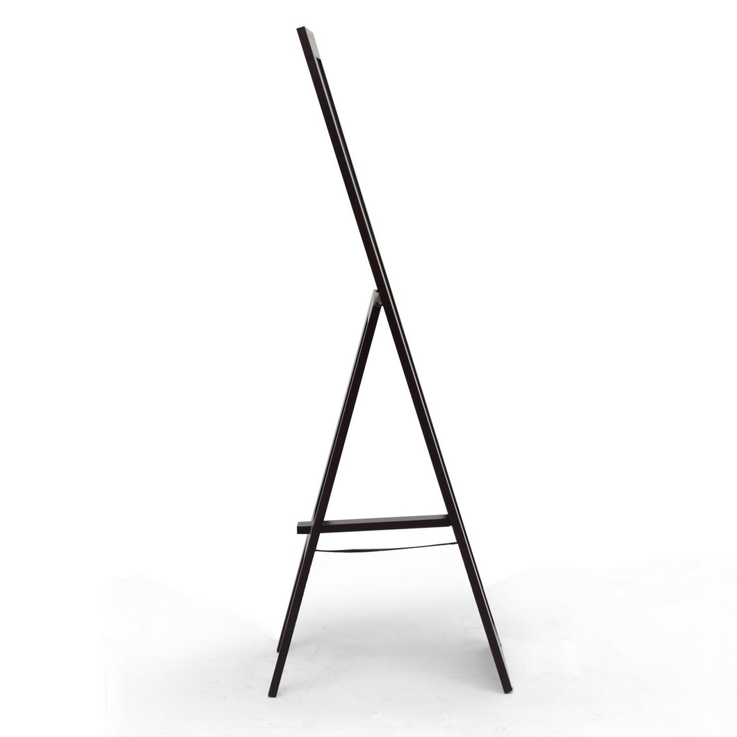 Baxton Studio Lund Dark Brown Wood Modern Mirror with Built-In Stand