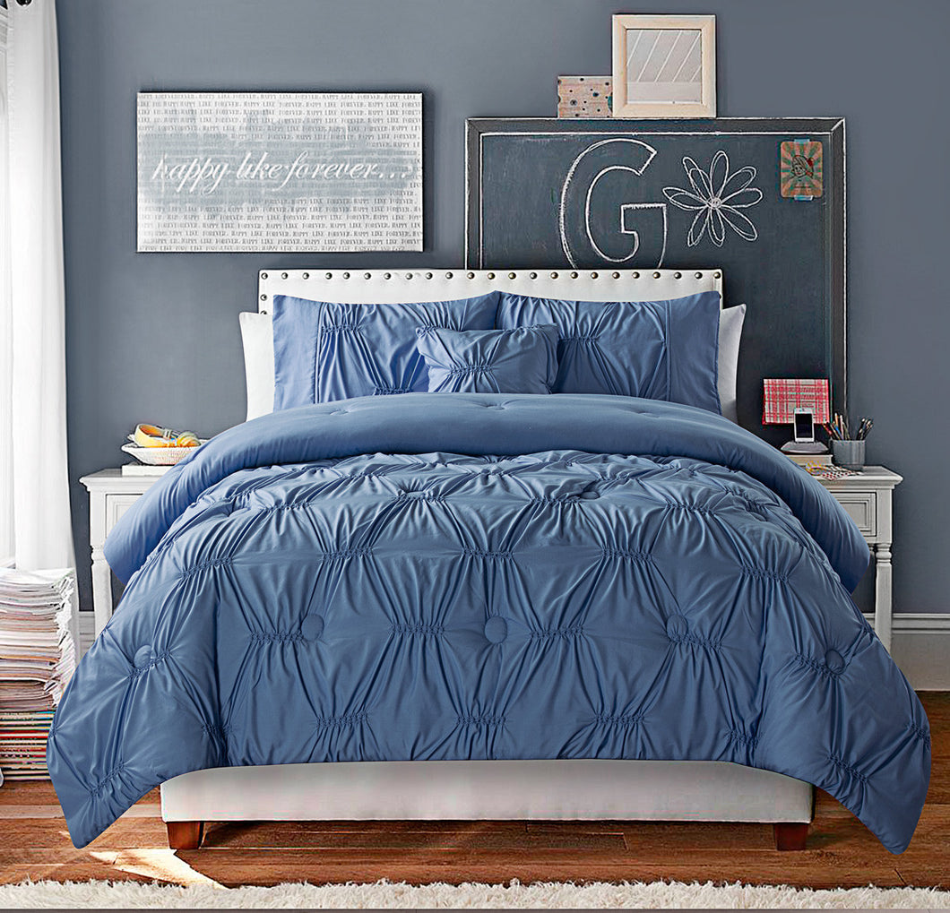 Monica 4 Piece King Comforter Set In Blue
