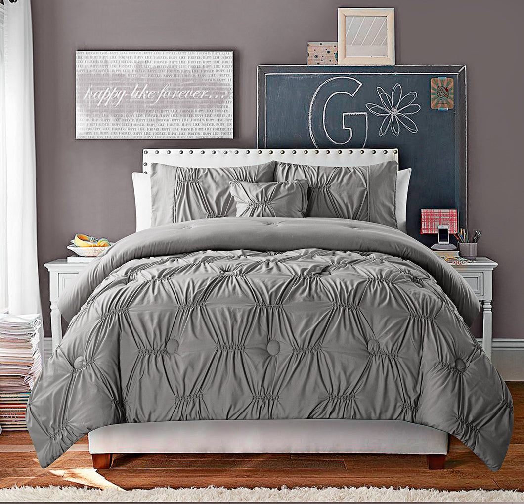 Monica 4 Piece Queen Comforter Set In Gray