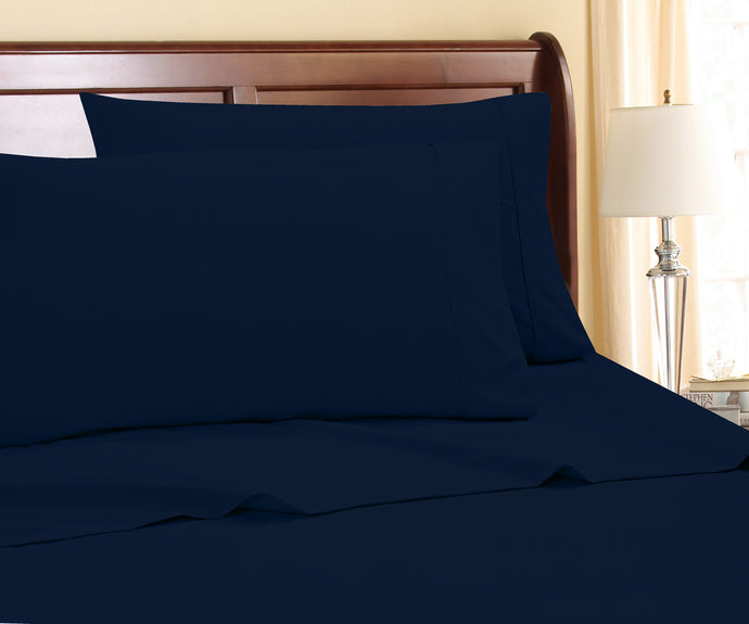 4-Piece 800 Thread Count Cotton-Rich Sheet Ensemble in Queen Navy
