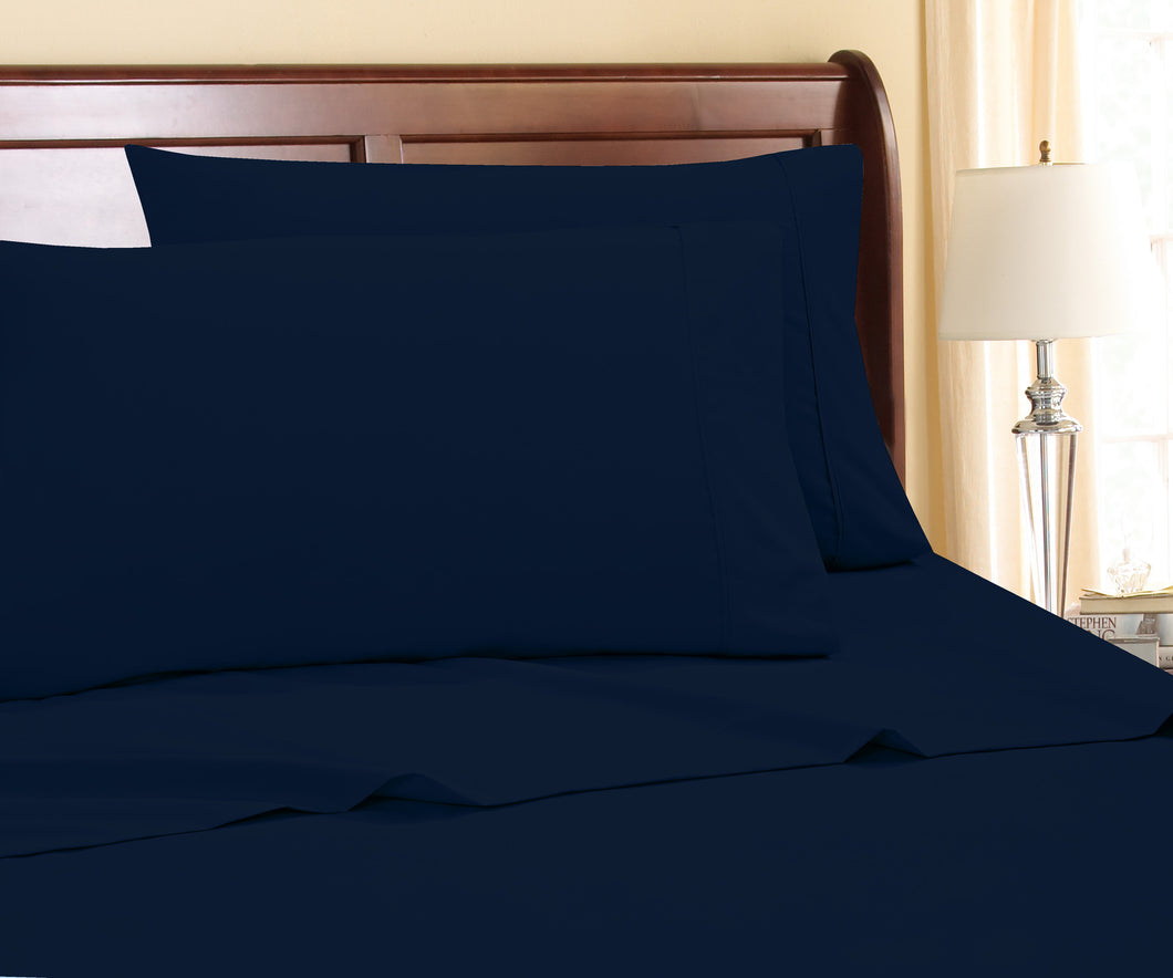 4-Piece 800 Thread Count Cotton-Rich Sheet Ensemble in Queen Navy